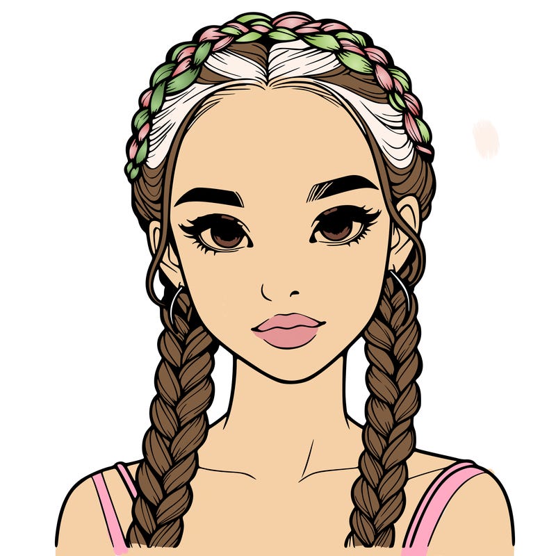 realistic girl with braids