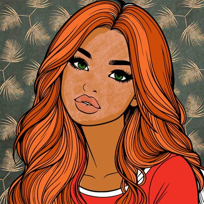 realistic girl with hair on her hair and lips