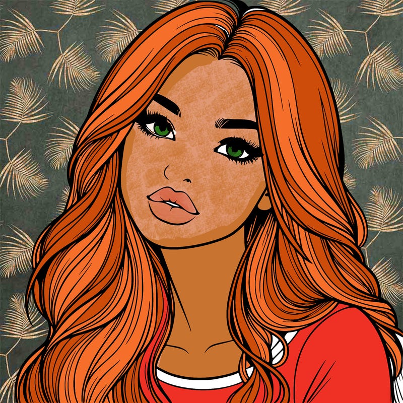 realistic girl with hair on her hair and lips