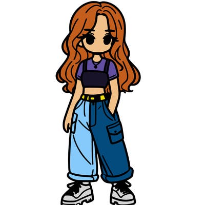 girl in crop top and baggy pants