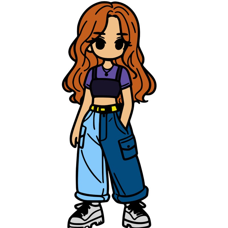 girl in crop top and baggy pants