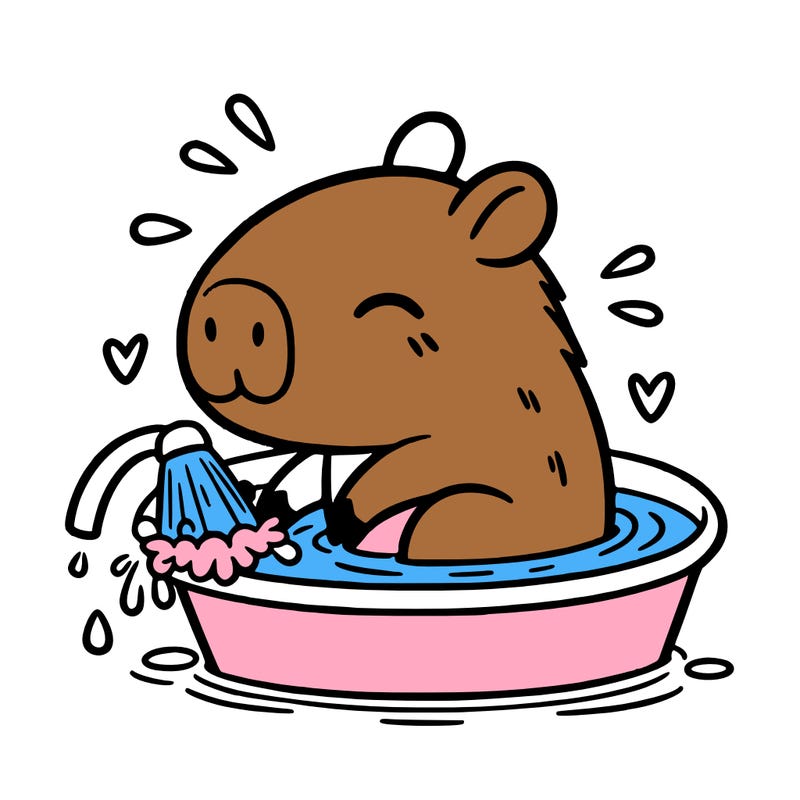 capybara taking a bath