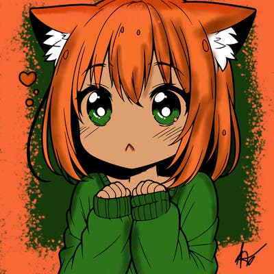shy anime catgirl