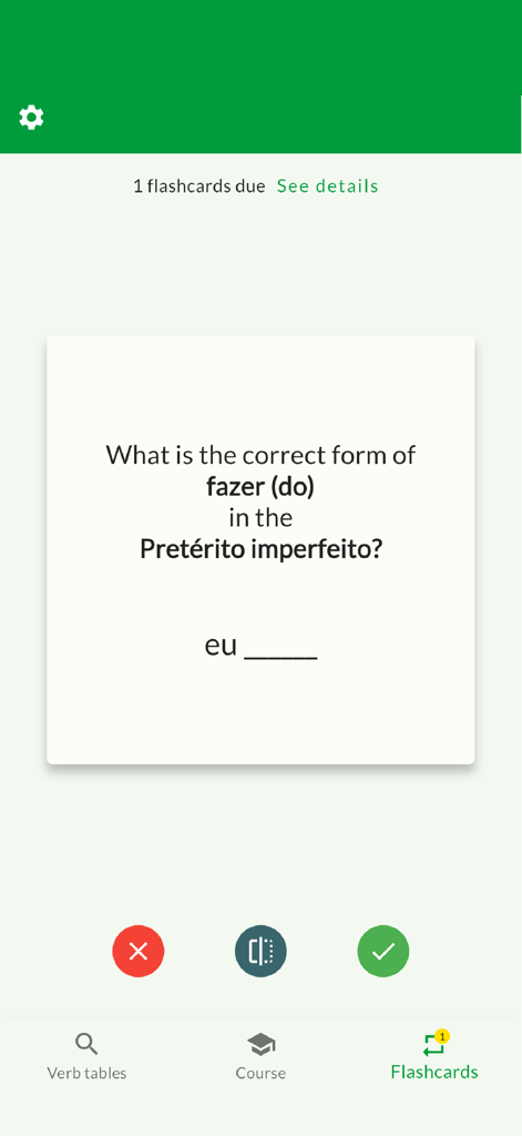ポルトガル語動詞の活用を練習するためのインタラクティブフラッシュカード