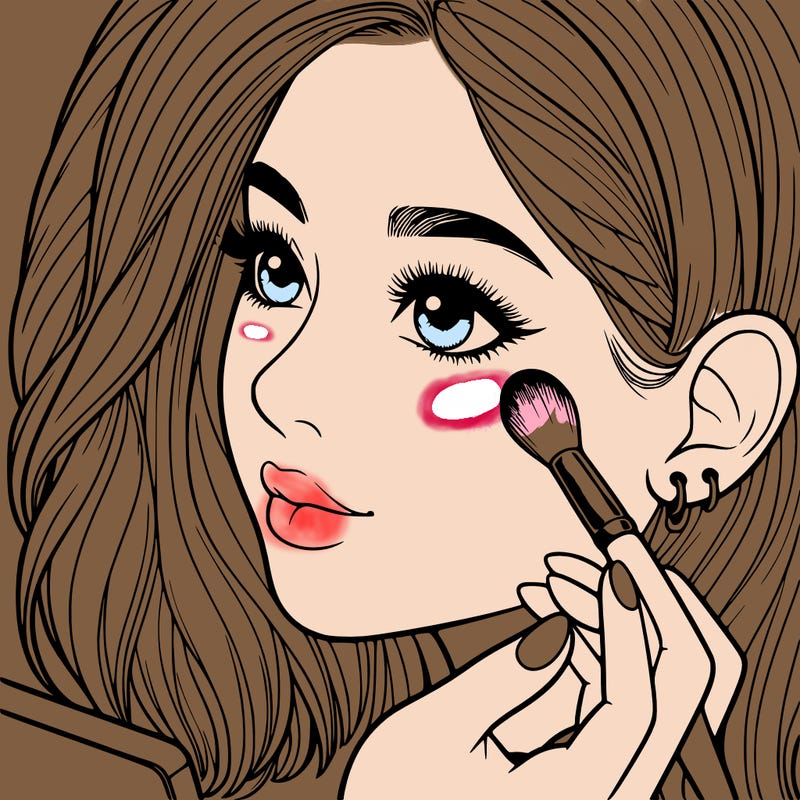 a realistic girl doing her makeup