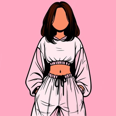 realistic girl faceless with baggy pants and a crop top
