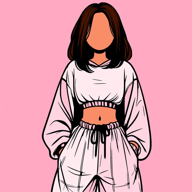 realistic girl faceless with baggy pants and a crop top