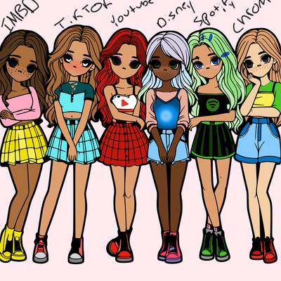 a group of girls realistic