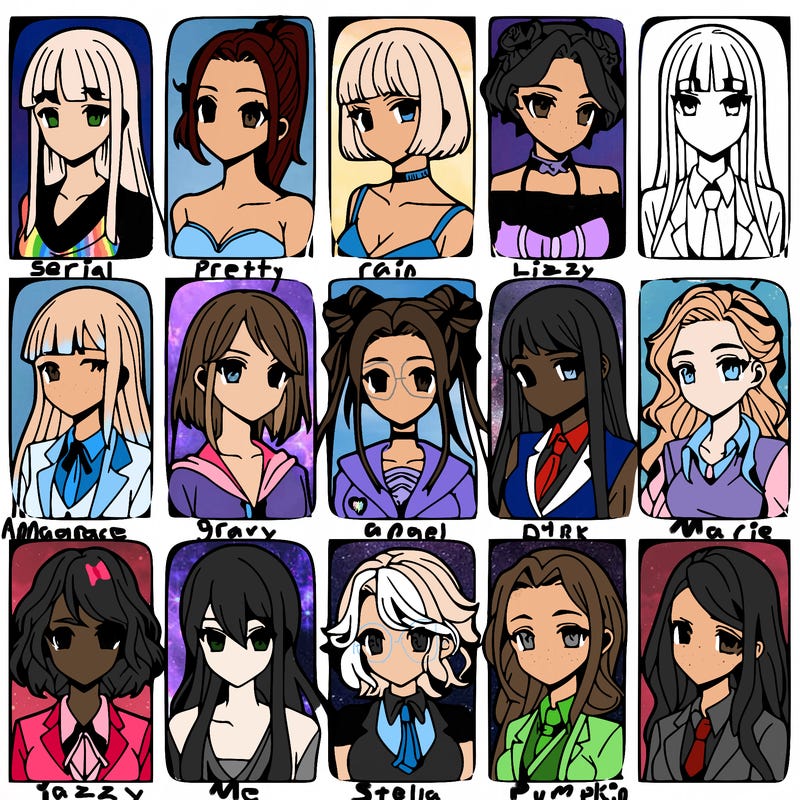 girls that look diffrent anime