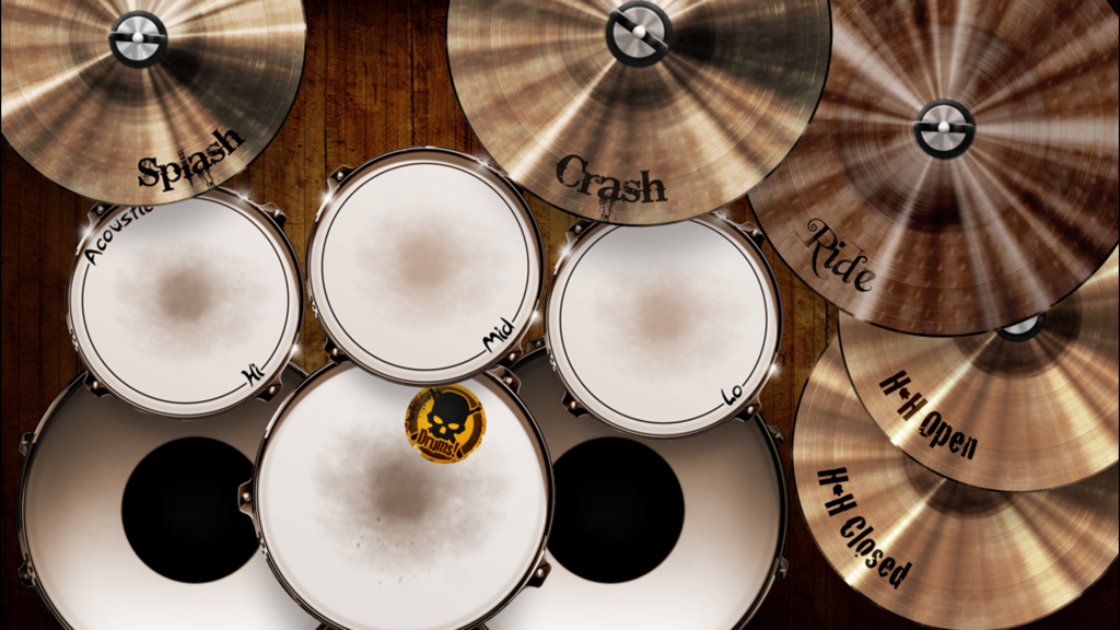 Drums! - A studio quality drum kit in your pocket - Top down view of the realistic virtual drum kit interface in the Drums app