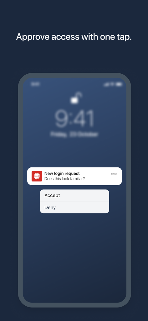 LastPass Authenticator push notification for one-tap login approval on a smartphone screen.