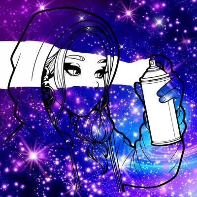 a realistic girl, spray painting