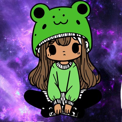 a girl wearing a frog hat and some frog socks