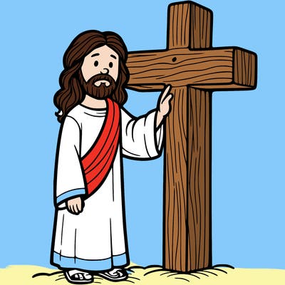 jesus standing beside the cross