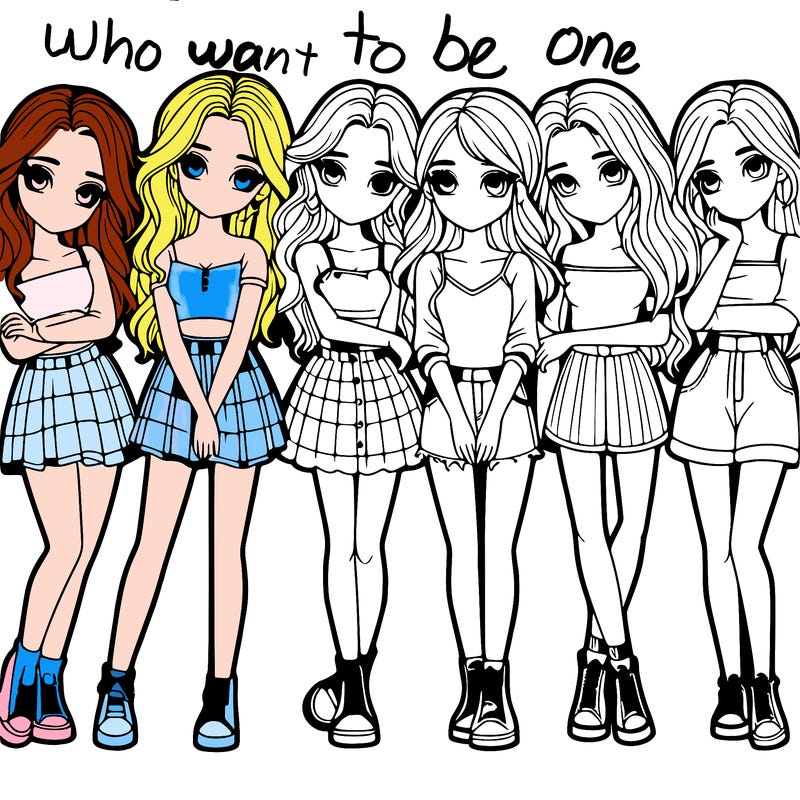 a group of girls realistic