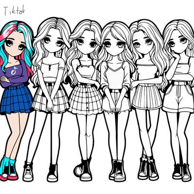 a group of girls realistic