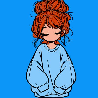 girl with baggy sweatshirt and messy bun
