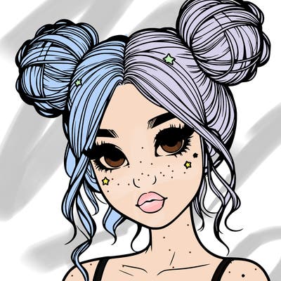 realistic girl with space buns