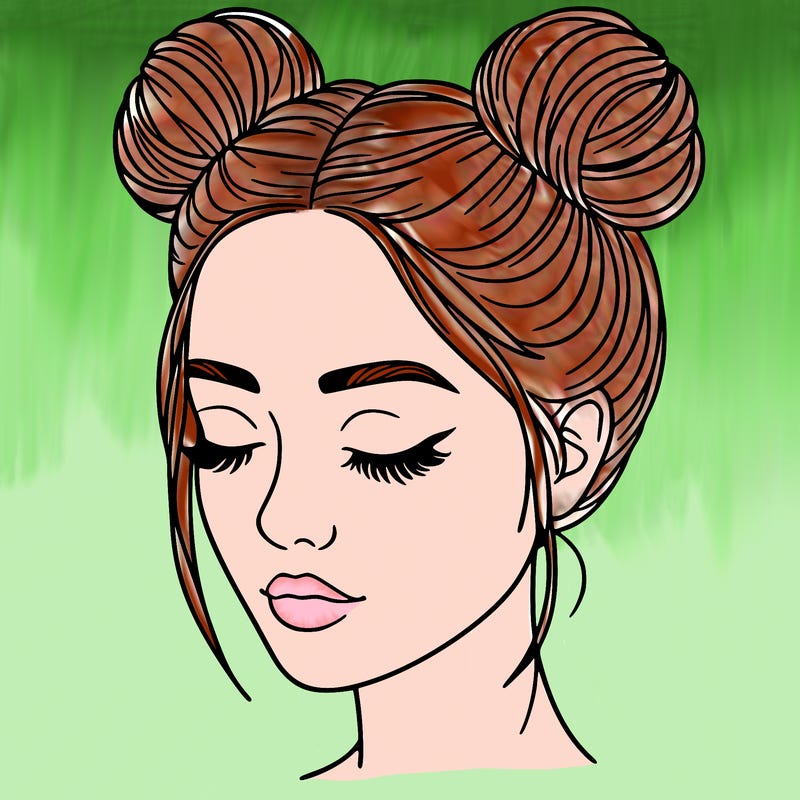 woman with hair buns