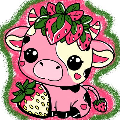 cute strawberry cow