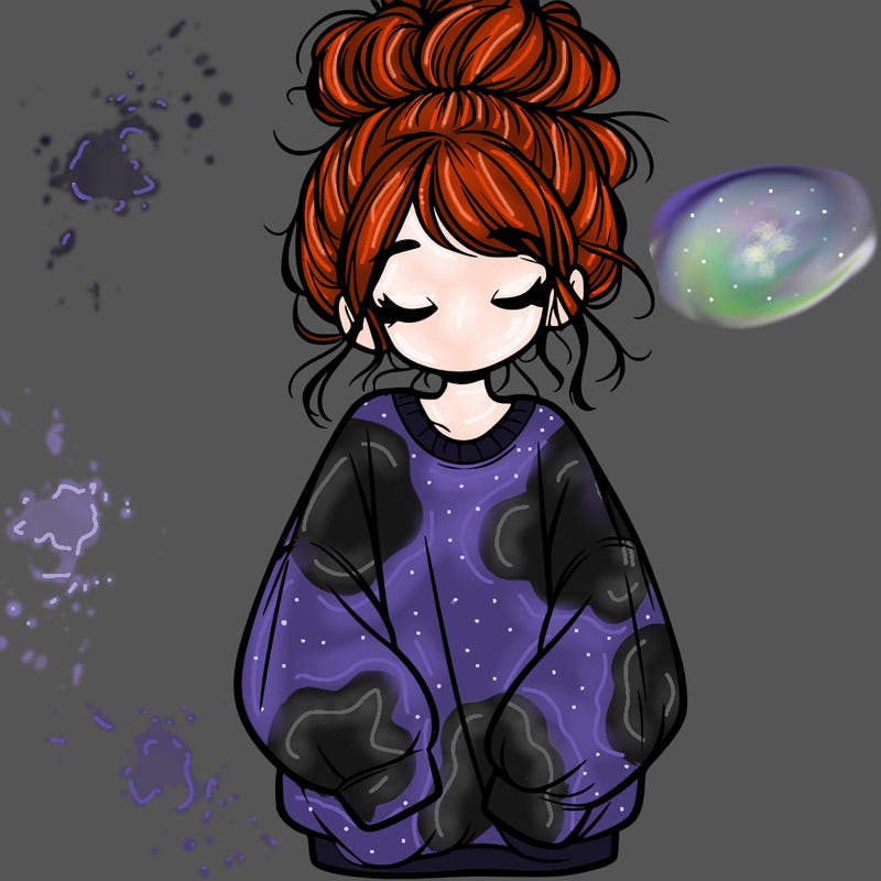 girl with baggy sweatshirt and messy bun