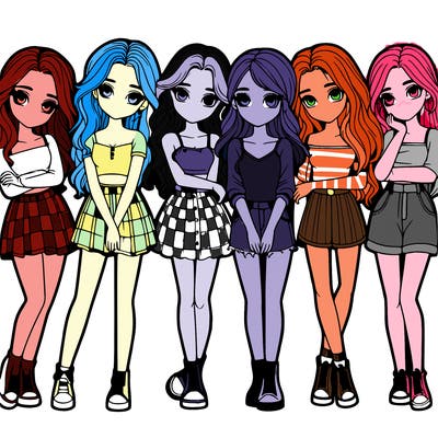 a group of girls realistic