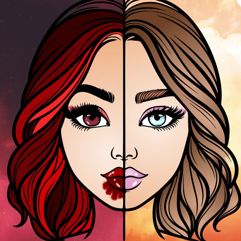 realistic girl split half