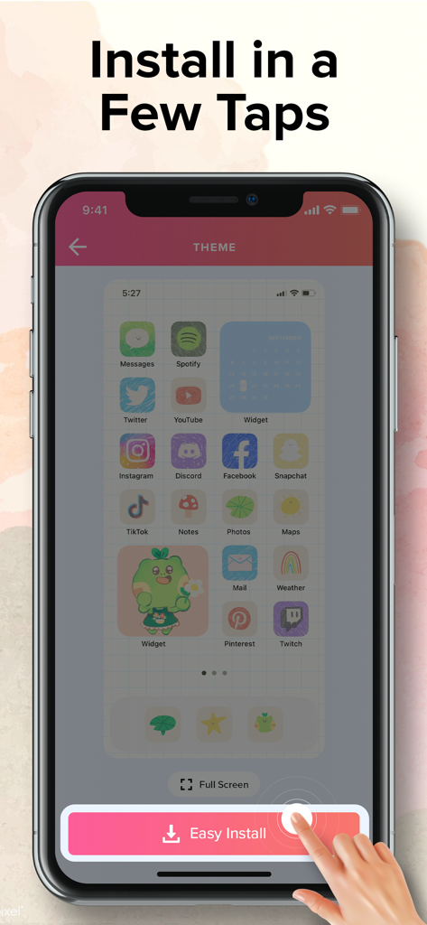 My Icon Changer - Vista previa de tema estético para iPhone con un botón de Instalación Fácil en la aplicación My Icon Changer