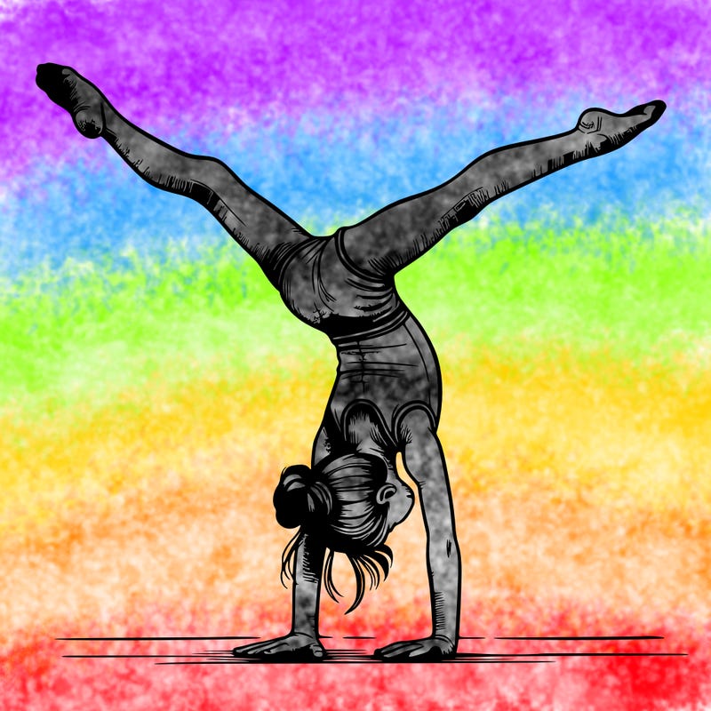 realistic gymnastic hand stand girl in four splits