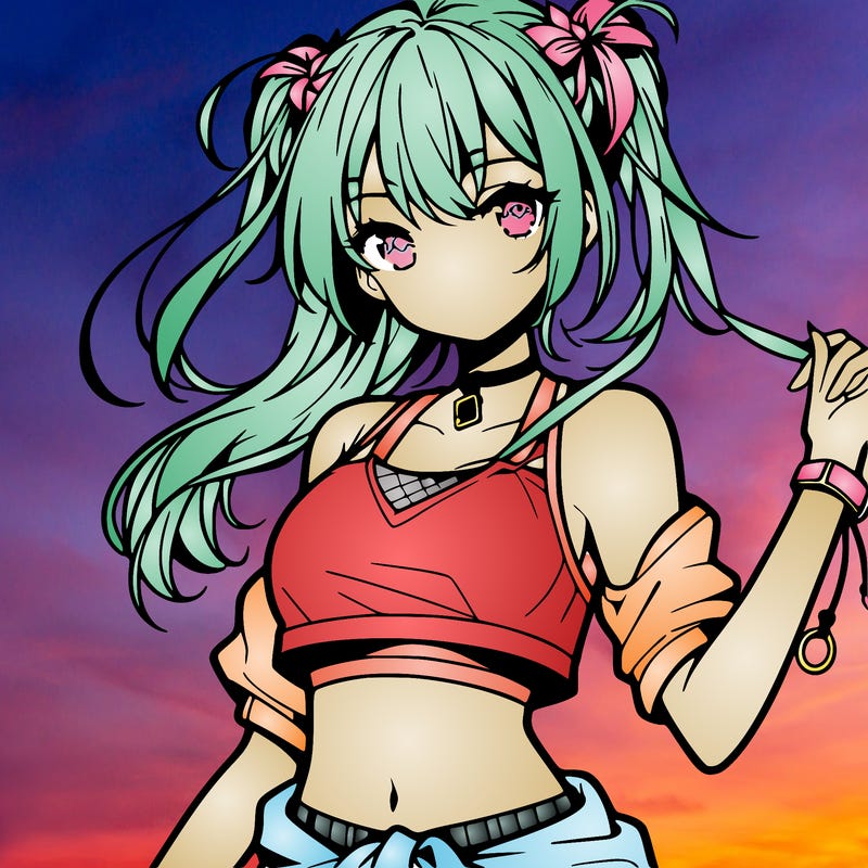 anime girl with crop top