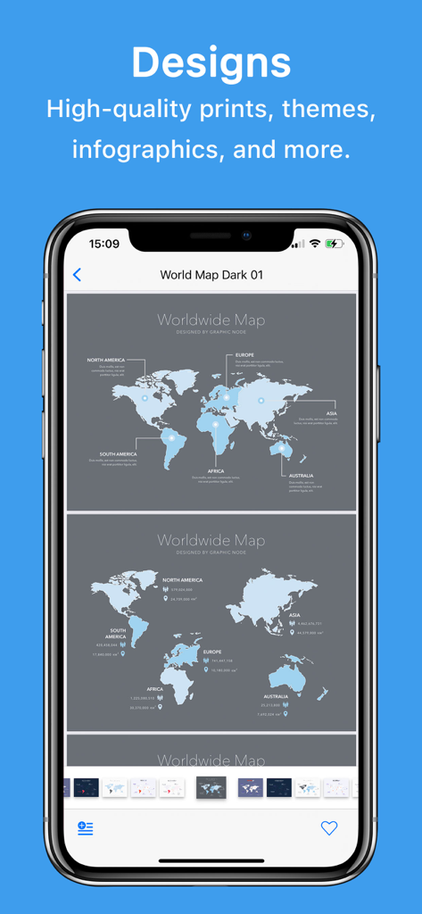 Modelli di infografica con mappa del mondo nell'app Modelli per Google Documenti.