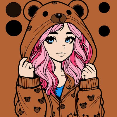 realistic girl in a animal pjs hoodie