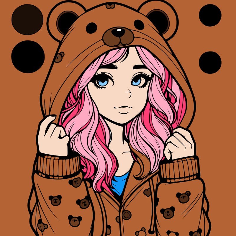 realistic girl in a animal pjs hoodie