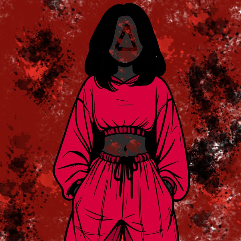 realistic girl faceless with baggy pants and a crop top