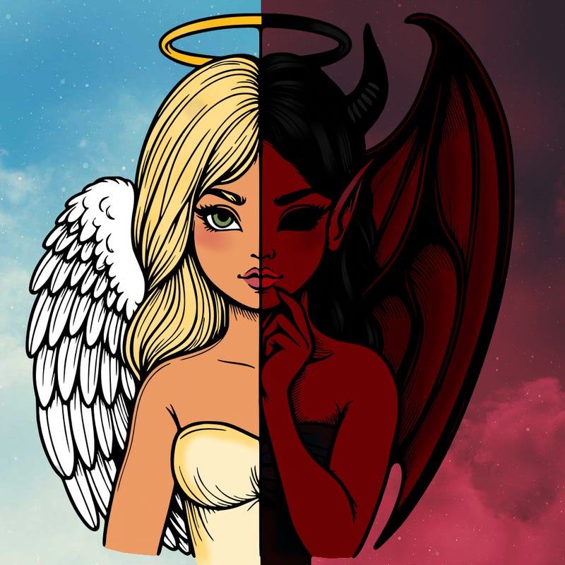 realistic angel half demon