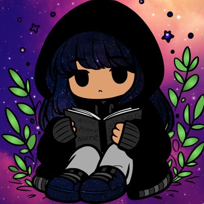 girl in oversized hoodie reading a book