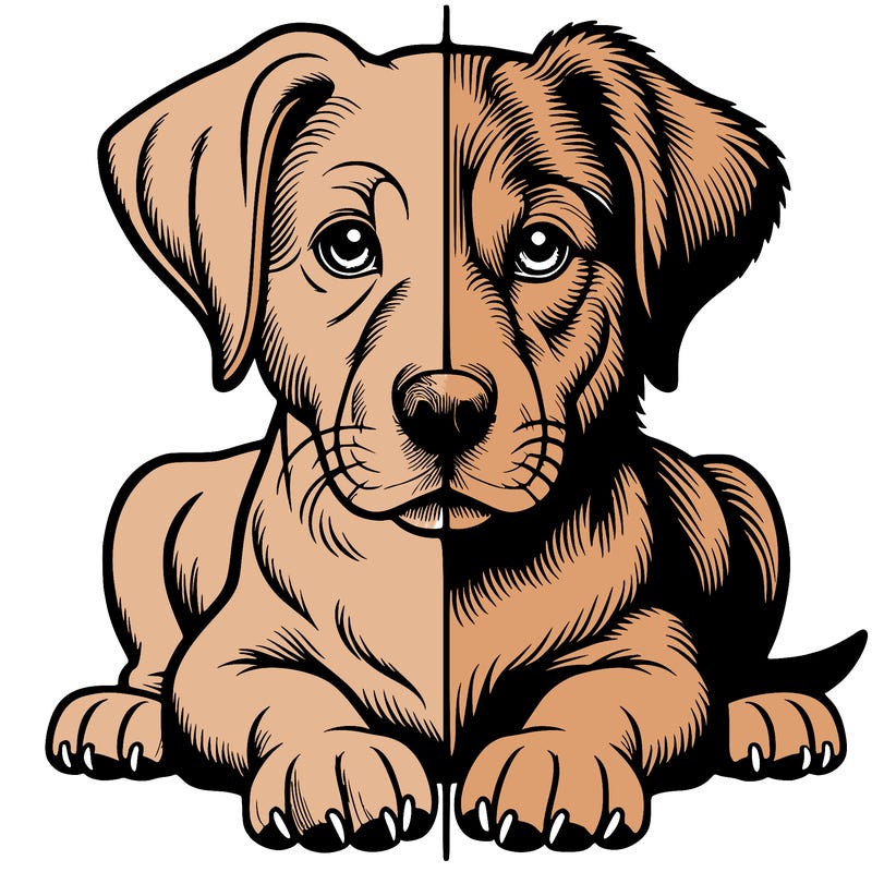 realistic dog split picture