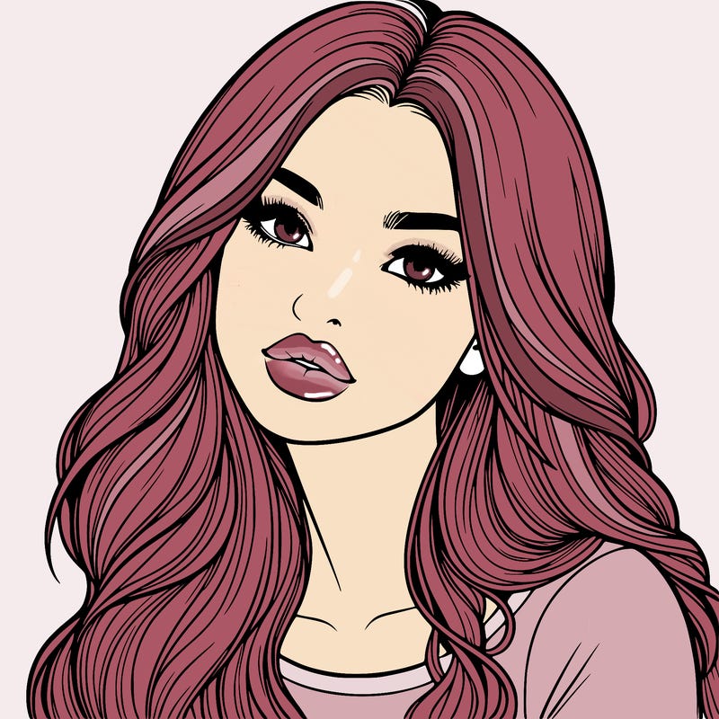 realistic girl with hair on her hair and lips