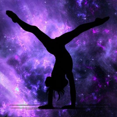 realistic gymnastic hand stand girl in four splits