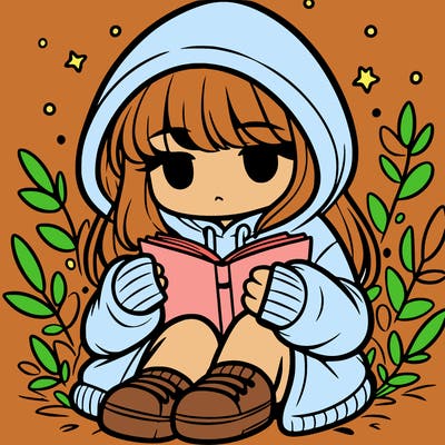 girl in oversized hoodie reading a book