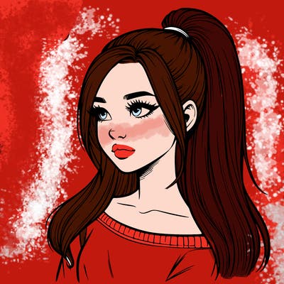 realistic girl with a high ponytail