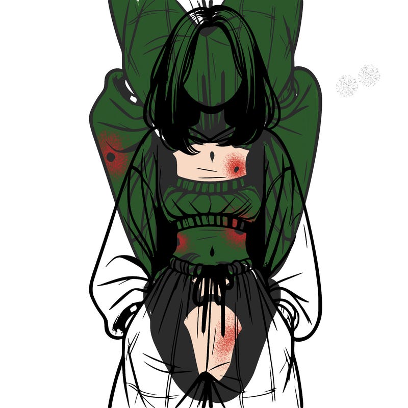 realistic girl faceless with baggy pants and a crop top