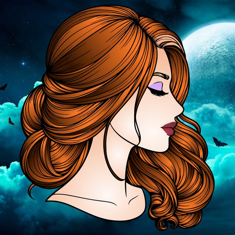 realistic woman's head & hair