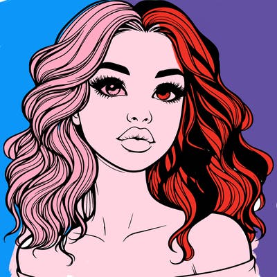 realistic girl with wavy hair and lips