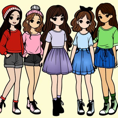 a group of five girls