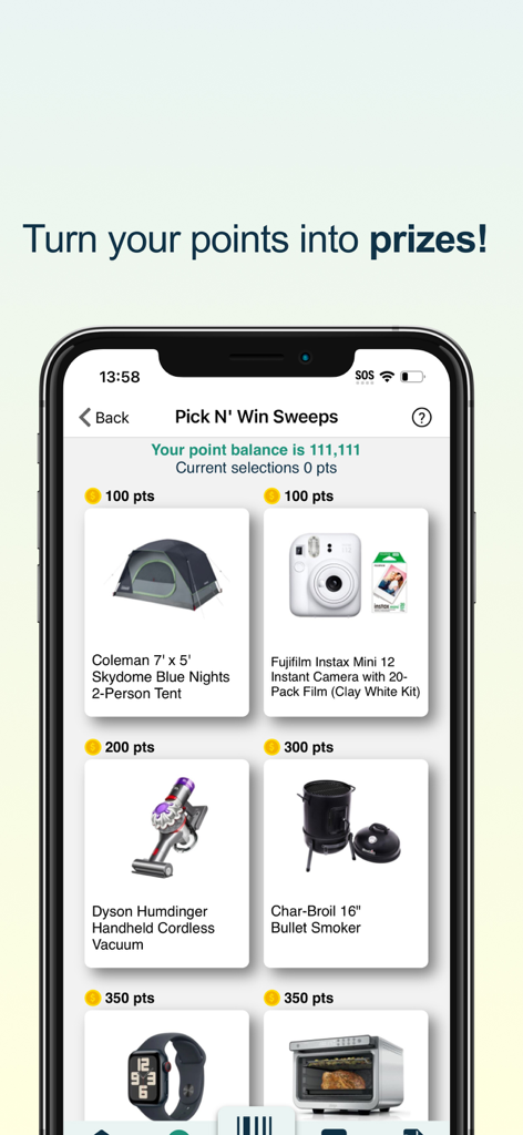 NCPMobile: Shopping Rewards - Pantalla de la aplicación NCPMobile que muestra una variedad de premios disponibles para el canje de puntos, incluyendo electrónicos y artículos para el hogar
