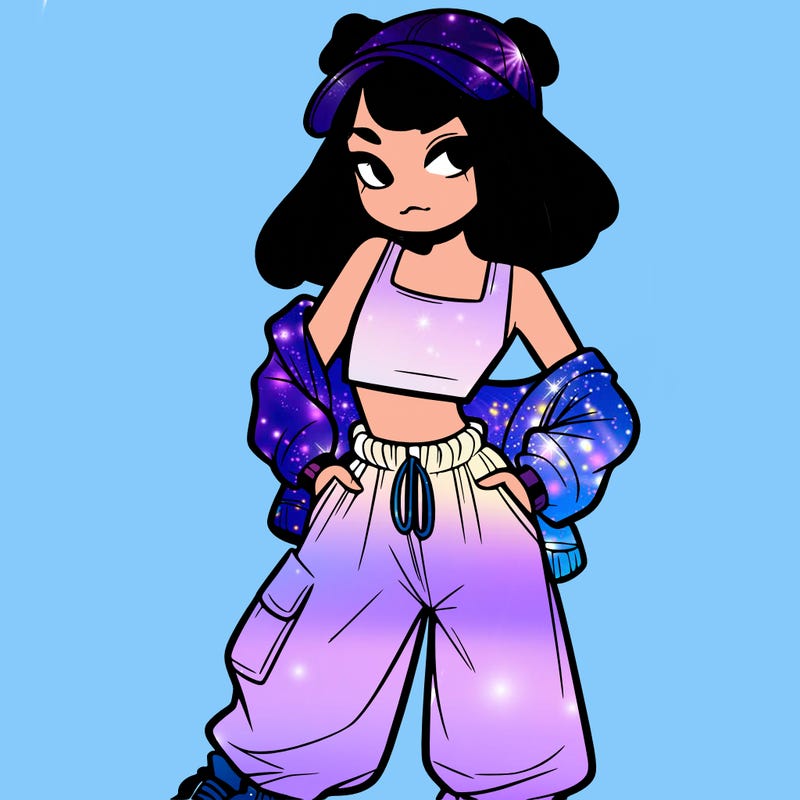 girl in crop top and baggy pants