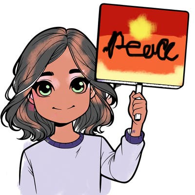 realistic girl holding up a sign