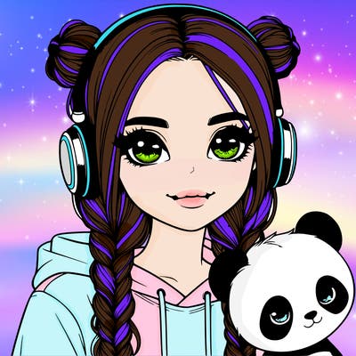 realistic girl with panda accessories