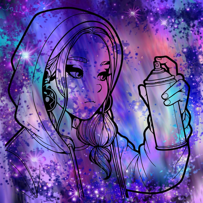 a realistic girl, spray painting